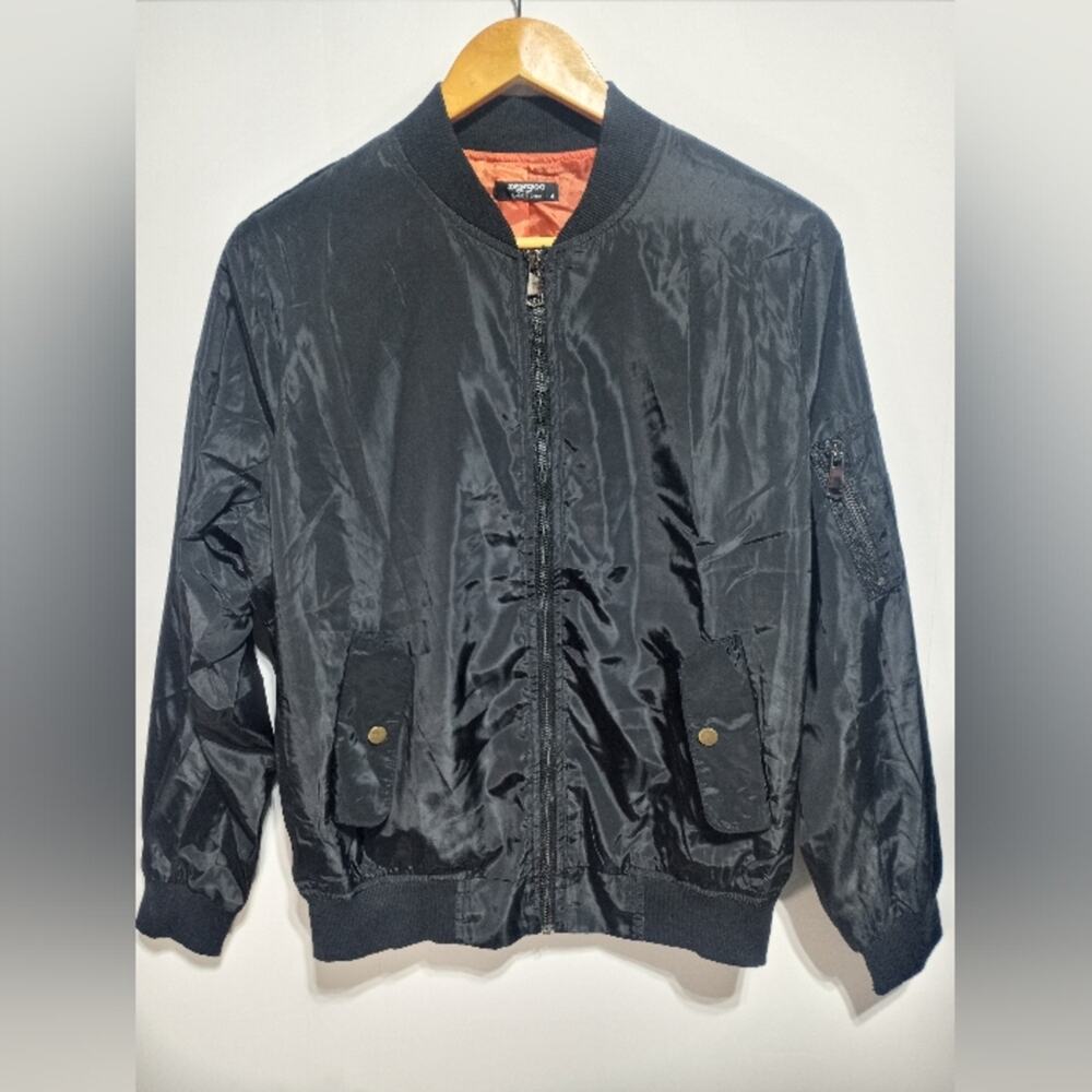 Zeagoo Woman's Bomber Zip Up Lightweight Jacket Black Size Medium